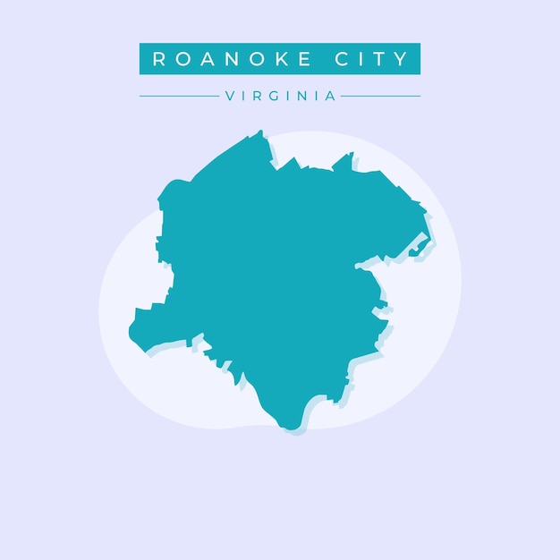 Ilustración vectorial vectorial del mapa de la ciudad de Roanoke Virginia