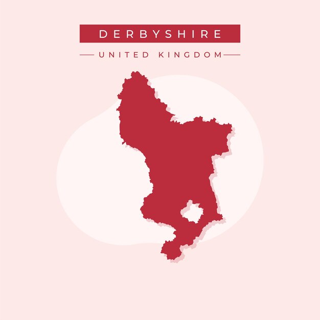 Ilustración vectorial vectorial del mapa de Derbyshire Reino Unido