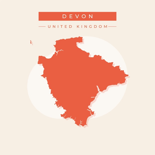 Ilustración vectorial vectorial del mapa de Devon Reino Unido