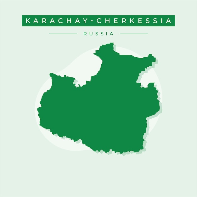 Ilustración vectorial vectorial del mapa de KarachayCherkessia de Rusia