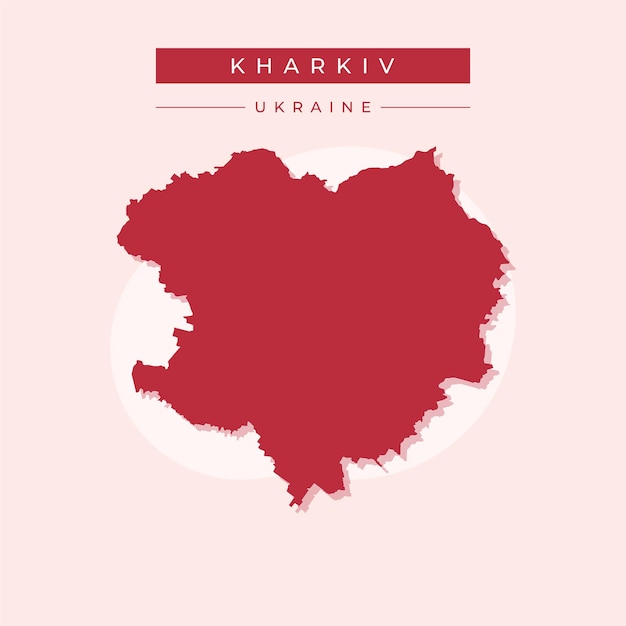 Ilustración vectorial vectorial del mapa de Kharkiv en Ucrania