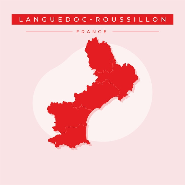 Ilustración vectorial vectorial del mapa de Languedoc-Roussillon Francia