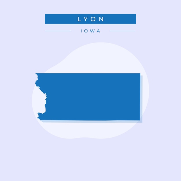 Ilustración vectorial vectorial del mapa de Lyon en el estado de Iowa