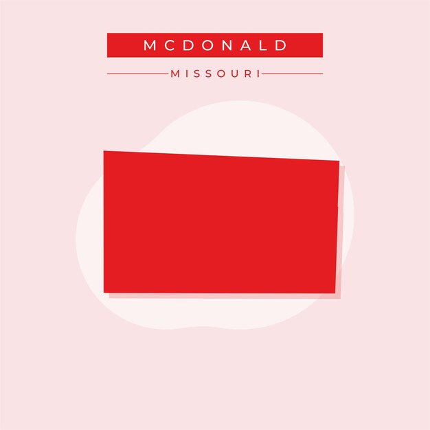 Ilustración vectorial vectorial del mapa de McDonald en el estado de Missouri