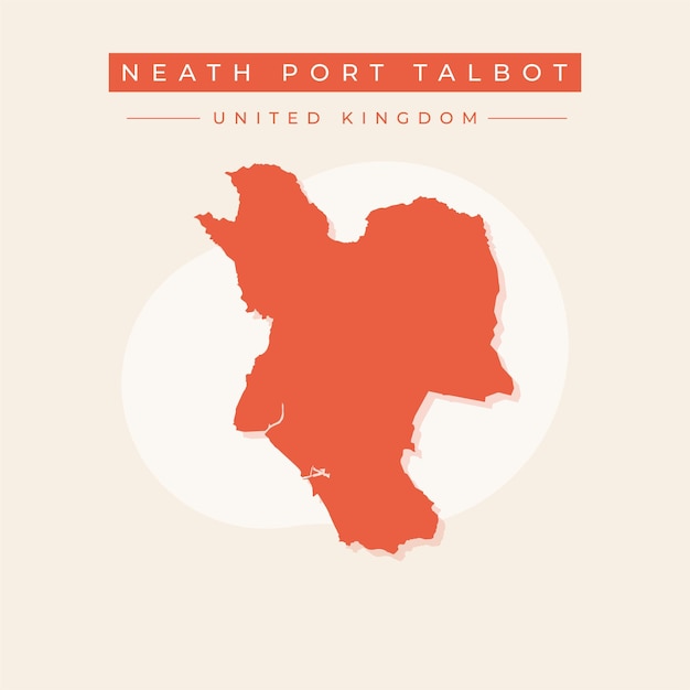 Ilustración vectorial vectorial del mapa de Neath Port Talbot Reino Unido