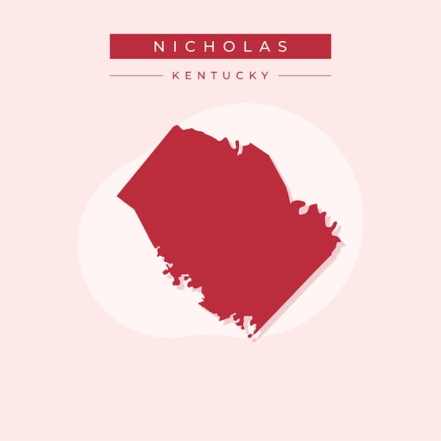 Ilustración vectorial vectorial del mapa de Nicholas en el estado de Kentucky