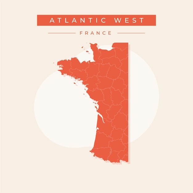 Ilustración vectorial vectorial del mapa oeste del Atlántico Francia