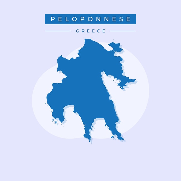 Ilustración vectorial vectorial del mapa del Peloponeso Grecia