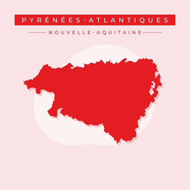 Ilustración vectorial vectorial del mapa de los Pirineos Atlánticos Francia