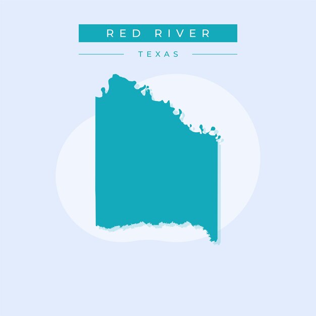 Ilustración vectorial vectorial del mapa del río Rojo de Texas