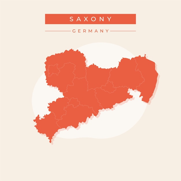 Vector ilustración vectorial vectorial del mapa de sajonia alemania