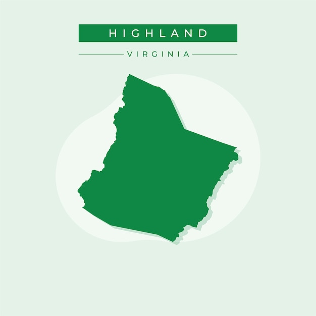 Ilustración vectorial vectorial del mapa de las Tierras Altas de Virginia