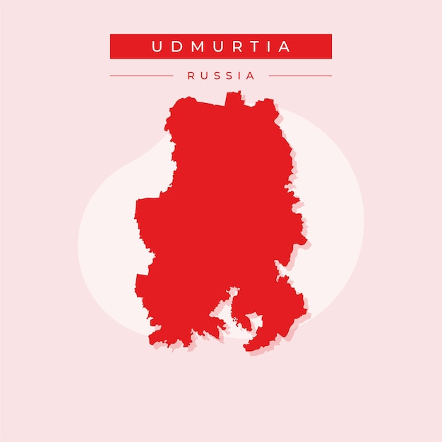 Ilustración vectorial vectorial del mapa de Udmurtia de Rusia