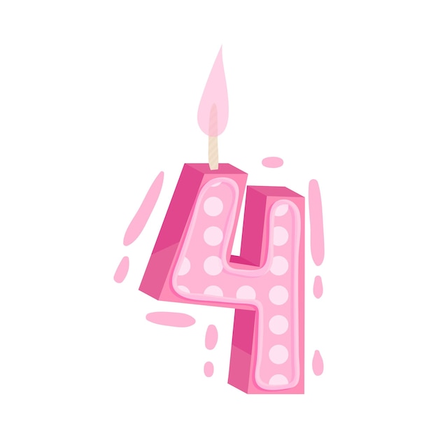 Ilustración vectorial de la vela número de cumpleaños como elemento de decoración del pastel festivo