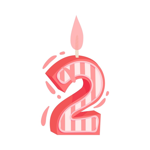Ilustración vectorial de la vela número de cumpleaños como elemento de decoración del pastel festivo