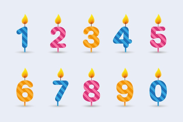 Vector ilustración vectorial con velas coloridas de cumpleaños