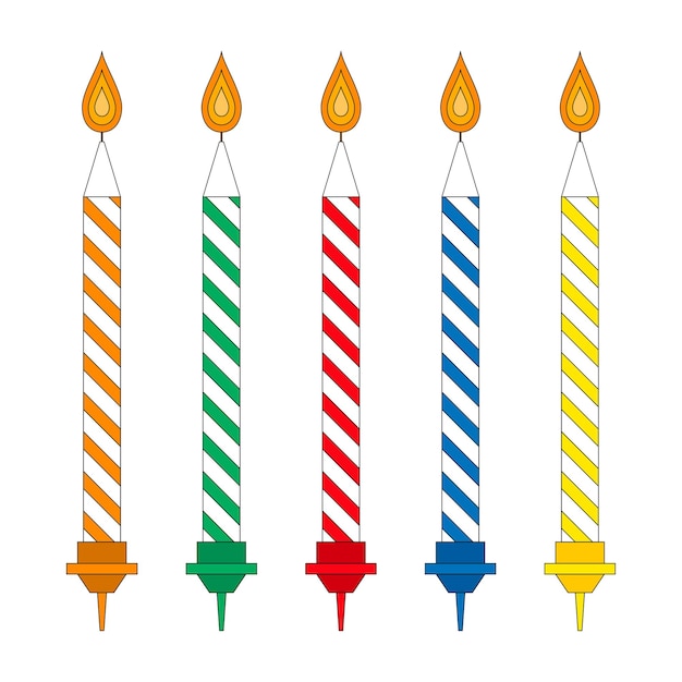 ilustración vectorial con velas coloridas de cumpleaños