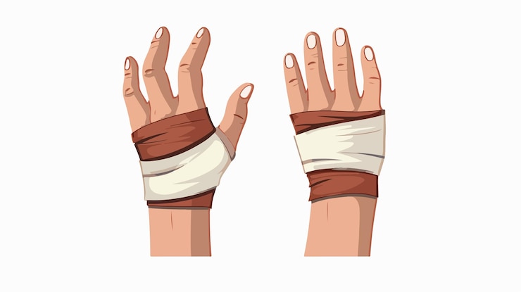 Vector ilustración vectorial de vendaje profesional para las manos