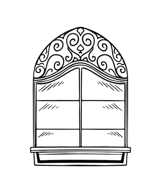 Vector ilustración vectorial de ventana en estilo art ink