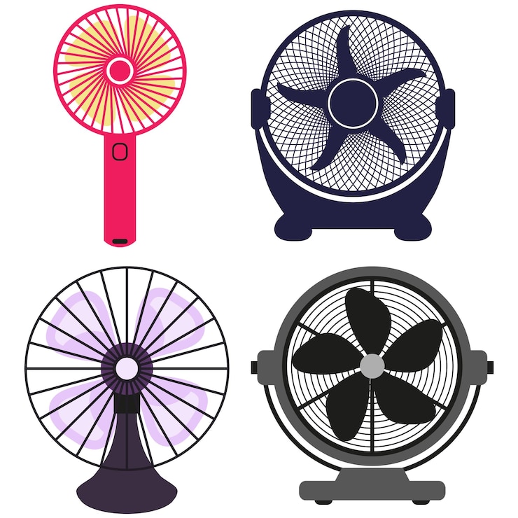 Vector ilustración vectorial de ventilador eléctrico aislada sobre un fondo blanco