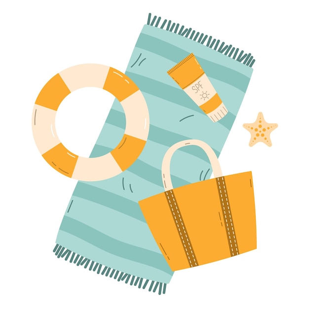 Ilustración vectorial de verano aislada en fondo blanco