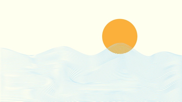 Ilustración vectorial de verano de la línea de onda