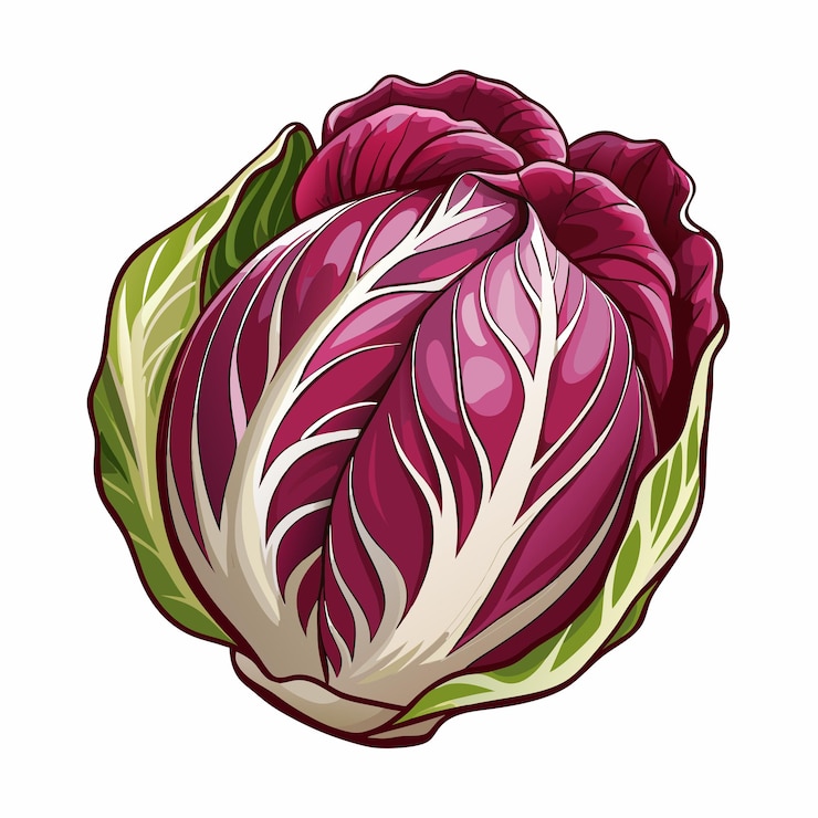Vector ilustración vectorial de verduras frescas de radicchio arte digital