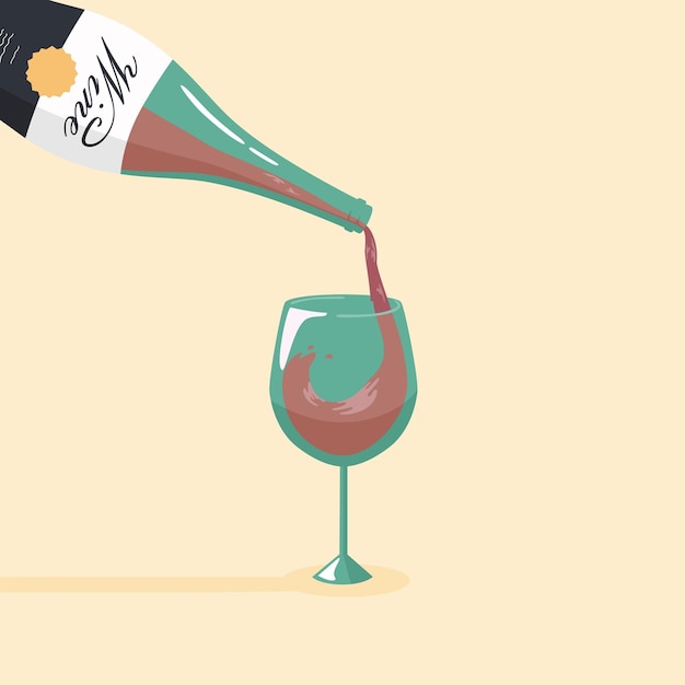 Ilustración vectorial de vertido de vino rojo