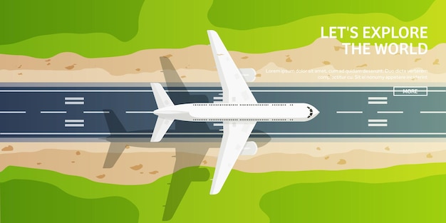 Vector ilustración vectorial viajes y turismo avión aviación vacaciones de verano vacaciones aterrizaje de avión