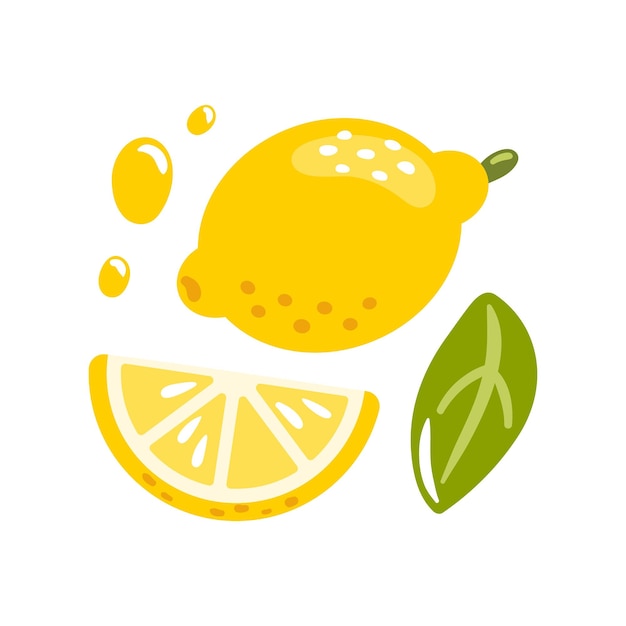 Ilustración vectorial vibrante limón fresco rodeado de hermosas rebanadas y hojas verdes exuberantes el