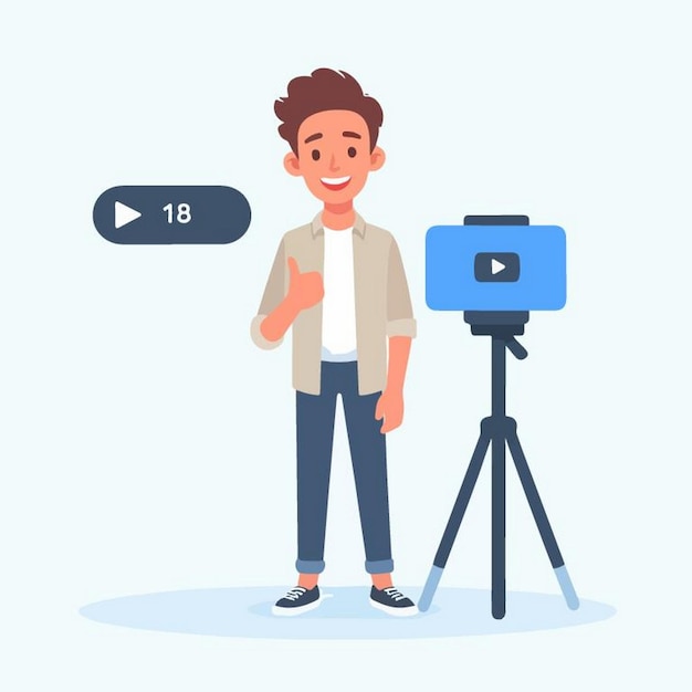 Ilustración vectorial del videógrafo en estilo de diseño plano