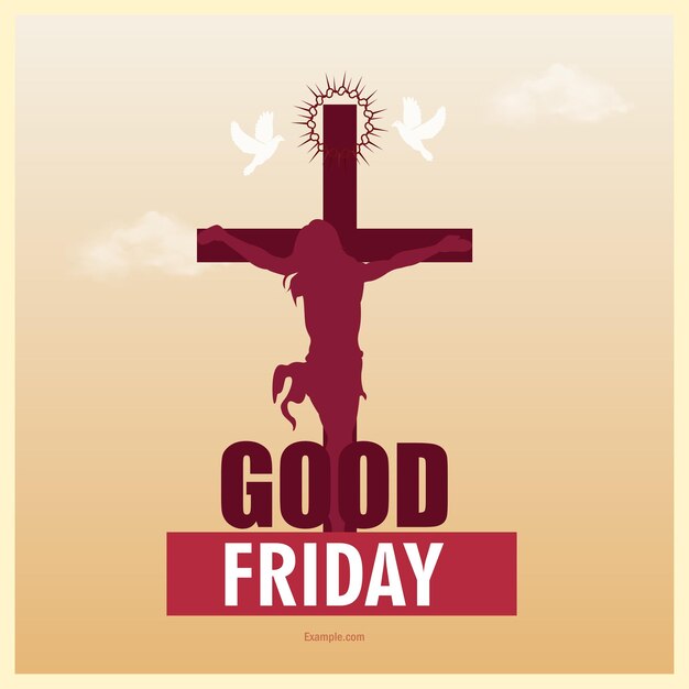 Ilustración vectorial de viernes santo con jesús y plantilla de banner de publicación editable.