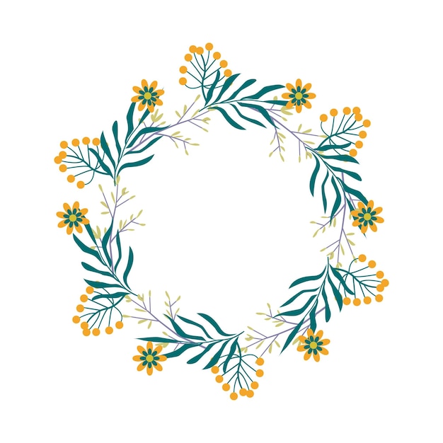 Ilustración vectorial de viñeta de marco floral