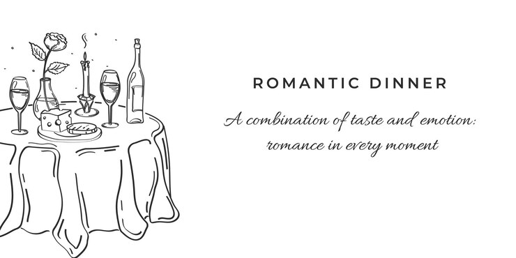 Vector ilustración vectorial vintage romántica fecha de cena romántica plantilla vintage elegante con dibujo a mano
