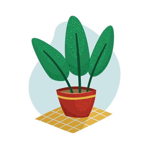 Ilustración vectorial de una violeta en una olla