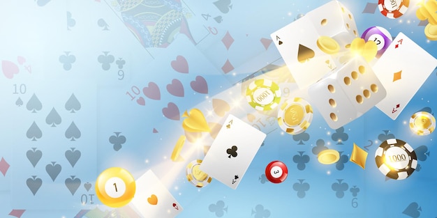 Ilustración vectorial vip de un fondo de juego de casino con equipo de juego.