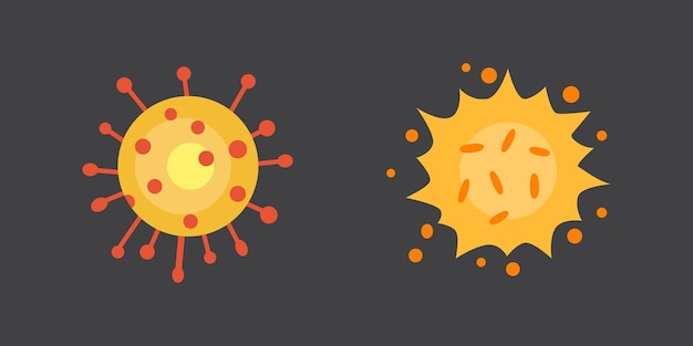Ilustración vectorial de virus Bacterias y microorganismos en estilo de dibujos animados