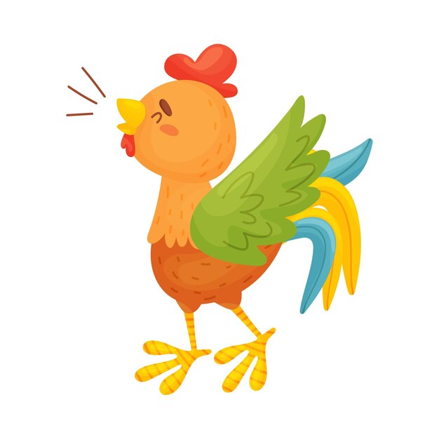 Ilustración vectorial de vista lateral del gallo marrón sobre un fondo blanco