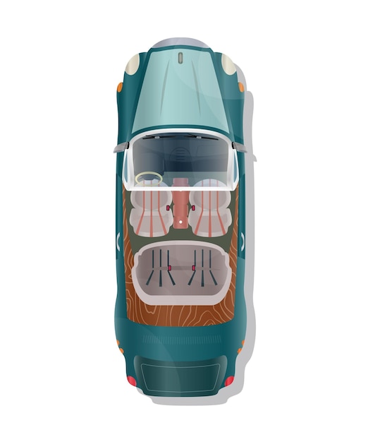 Ilustración vectorial vista superior del transporte realista sobre un fondo blanco