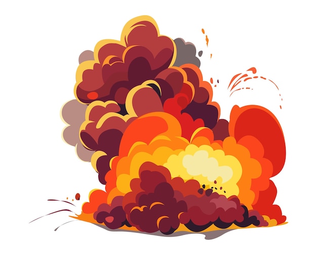 Ilustración vectorial vívida que representa una explosión dinámica con humo de colores que representa una imagen de estilo plano