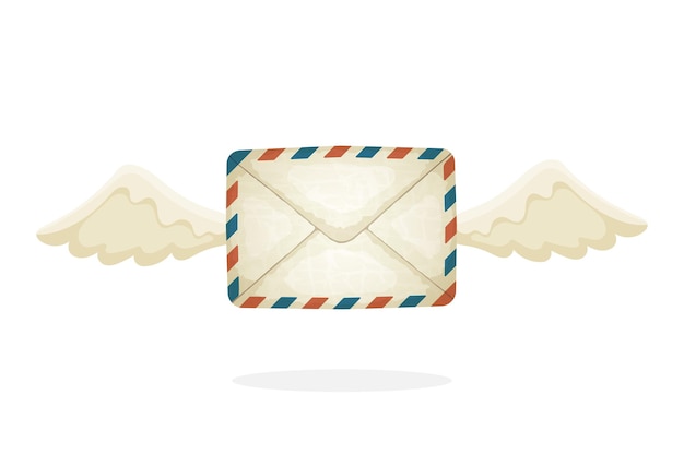 Ilustración vectorial Volando sobre de correo vintage cerrado con alas No leer el mensaje entrante