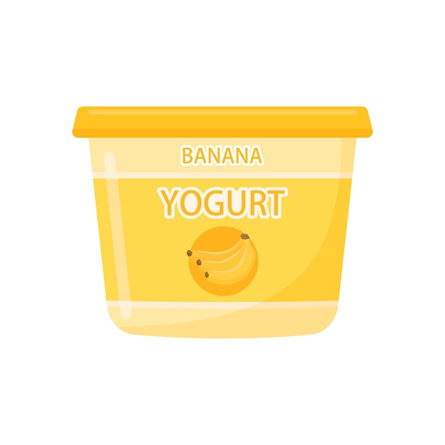 Ilustración vectorial de yogur de plátano en fondo blanco