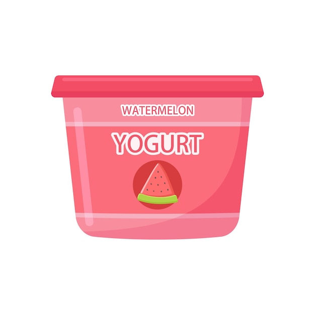 Vector ilustración vectorial de yogur de sandía en fondo blanco