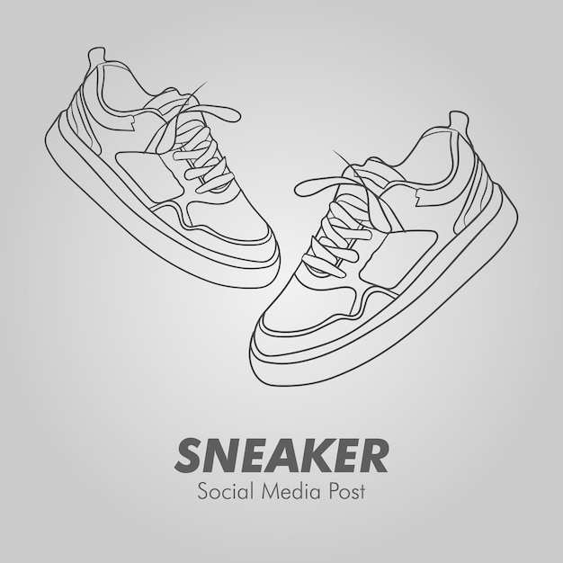 Ilustración vectorial de zapatillas deportivas Anuncio en las redes sociales Zapatillas deportivas dibujadas a mano Doodle