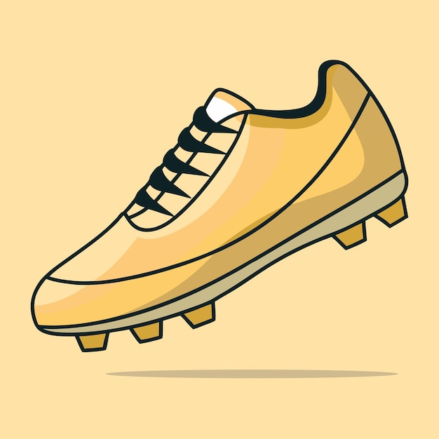Ilustración vectorial de zapatillas de fútbol amarillas Diseño minimalista de zapatillas deportivas