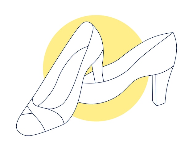 Ilustración vectorial con zapatos de tacones altos de mujer Arte de línea de dibujo a mano