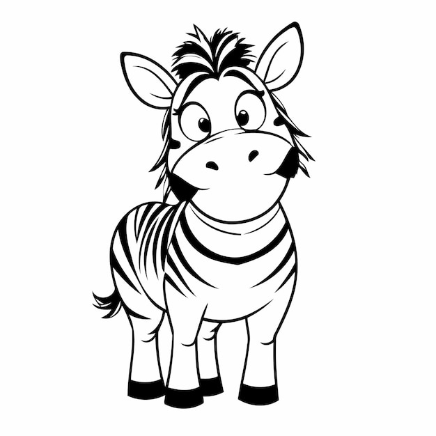 Vector ilustración vectorial de una zebra linda para niños para colorear