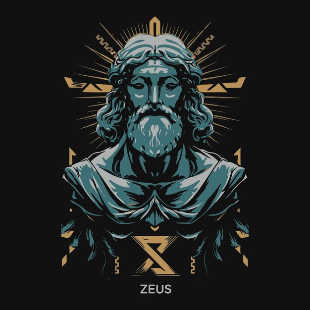 Vector ilustración vectorial de zeus para la camiseta