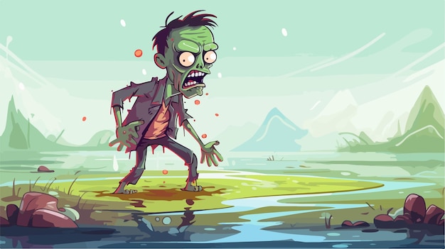 Ilustración vectorial de zombies de dibujos animados