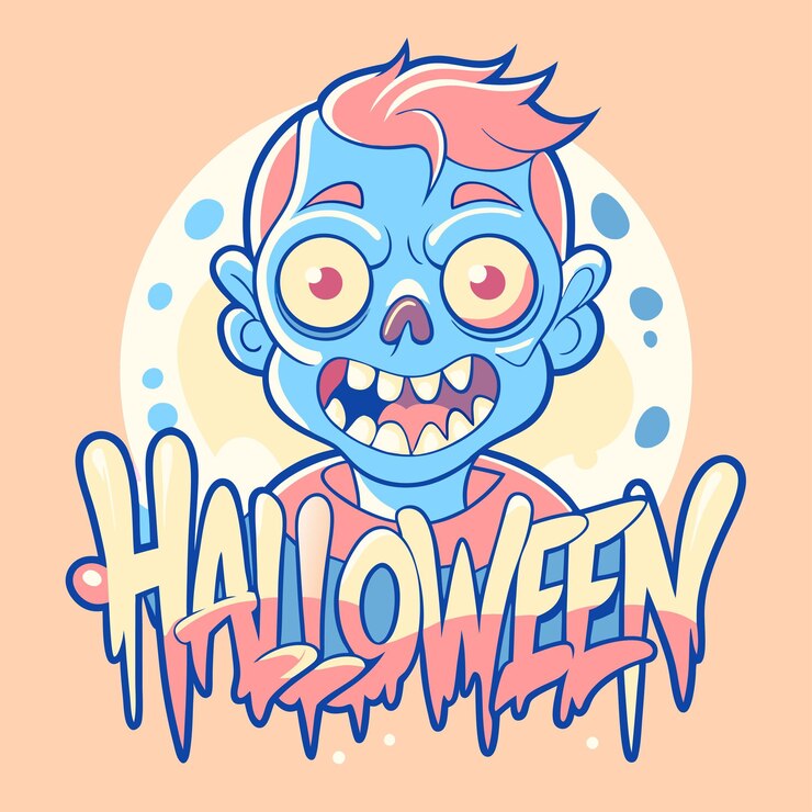 Una ilustración vectorial de zombies de Halloween